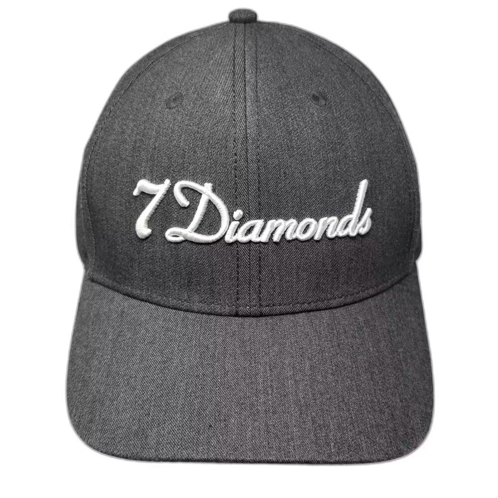 7 Diamonds Baseball Cap Gray White Black Hat OS Strapback Embroidered Logo Fit